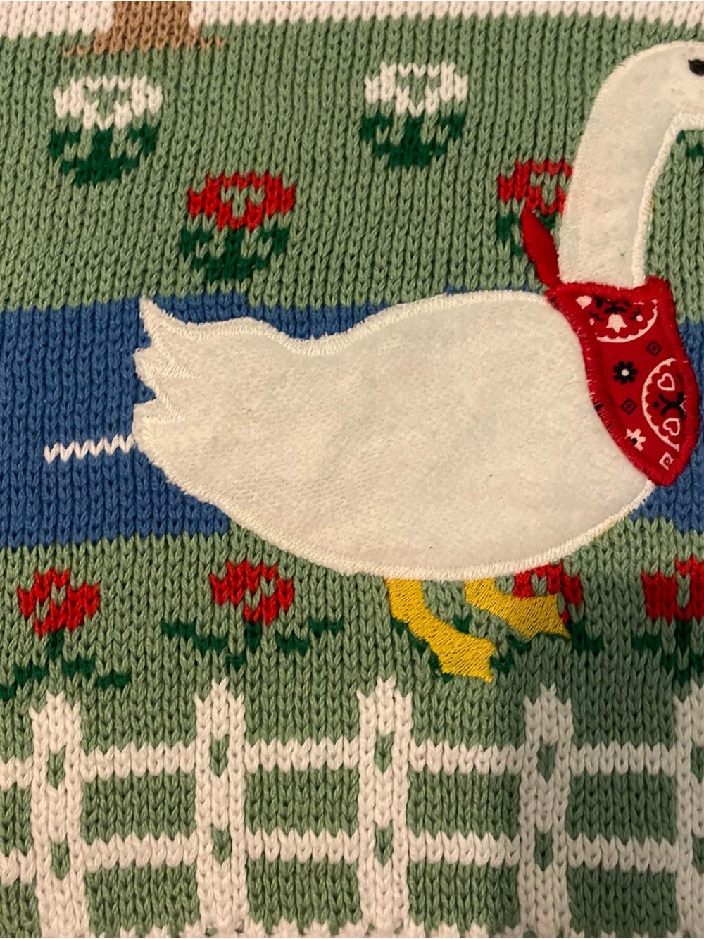 Vintage 1980s sweater Loft Country Goose Landscape Puff sleeve sweater medium - Picture 4 of 8